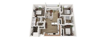 bedroom floor plan an open concept living room and kitchen with a wood floor