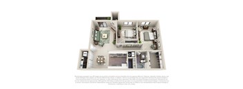 this is a 3d floor plan of a 846 square foot 1 bedroom apartment at the