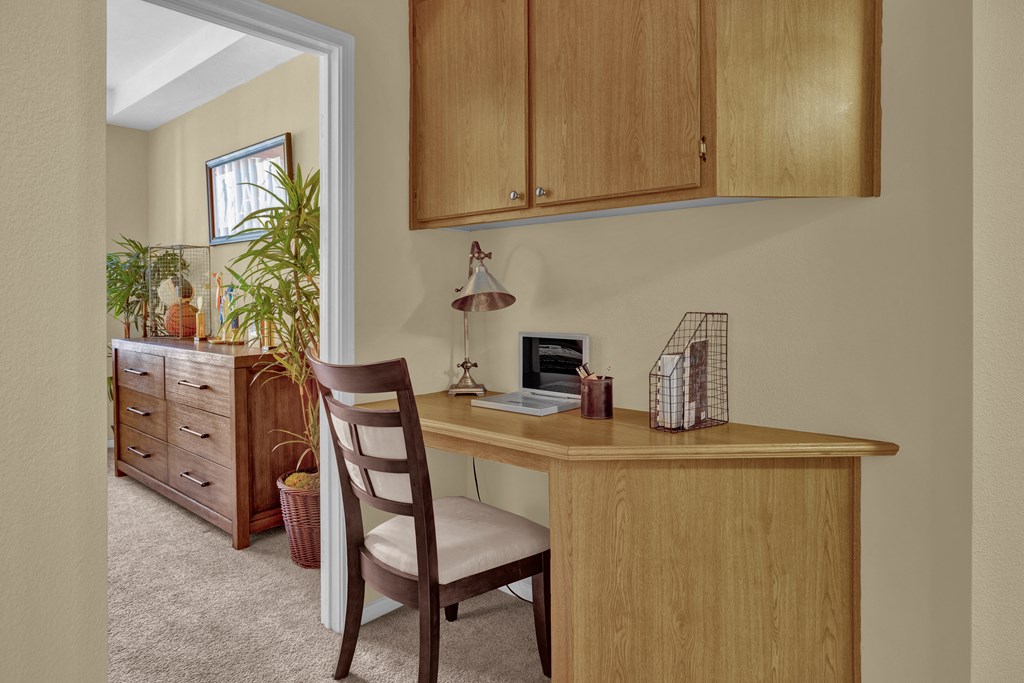 Desk at entrance to bedroom at Terra Vista in Otay Ranch, CA