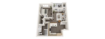 a 3 bedroom floor plan with a bathroom and a kitchen