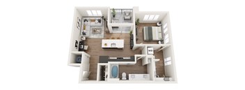 a 2 bedroom floor plan with a bathroom and a living room