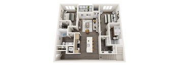 a 3d floor plan of a house with a bedroom and living room
