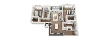 a 3d floor plan of a house with a bedroom and a living room