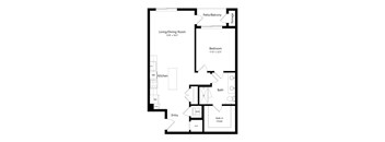 A black and white image of a floor plan for a home.