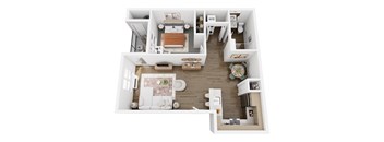 1 Bed 1 Bath Floor Plan at The Arvon, Washington