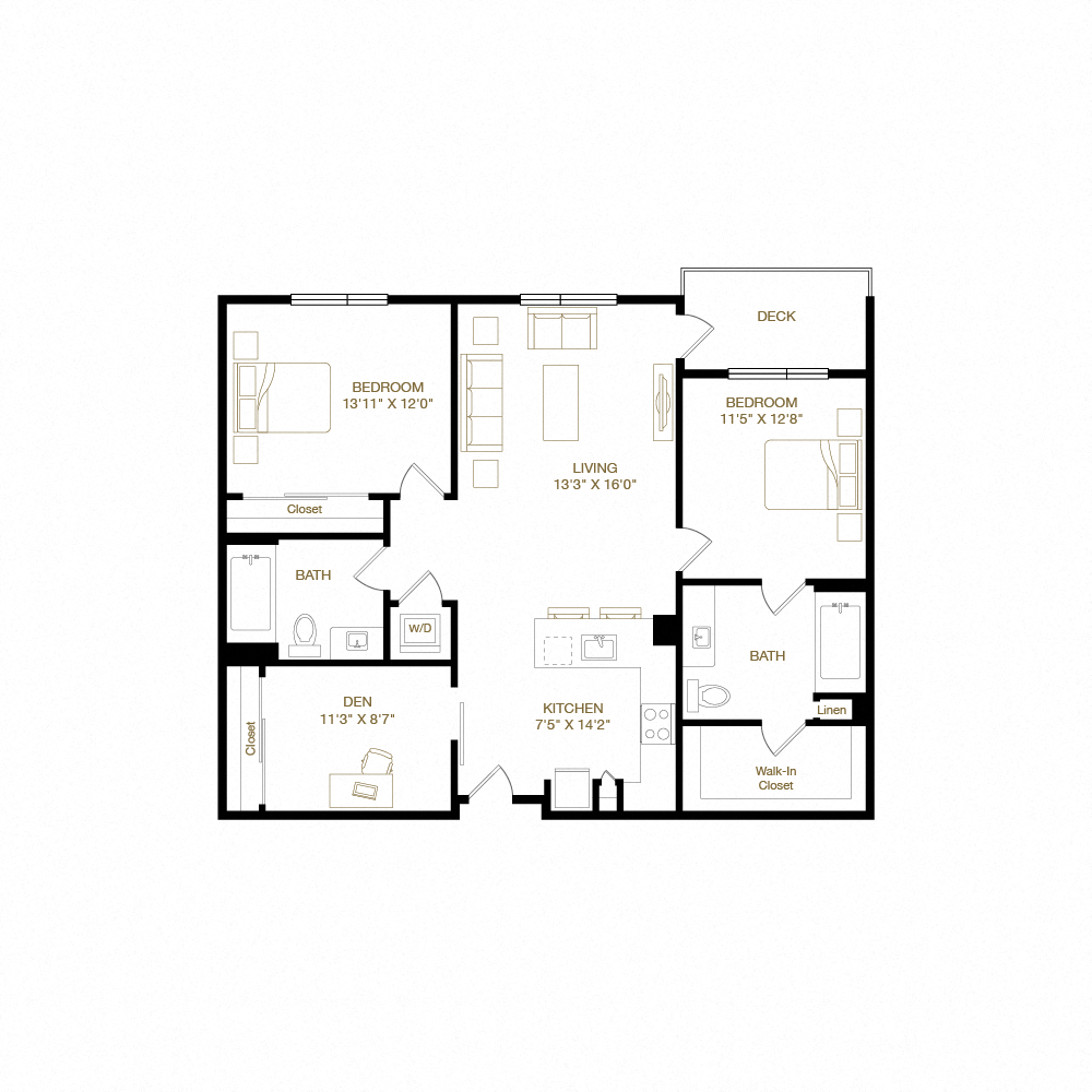 The Asher Cabrillo Floor Plan 2Bedroom 2Bath