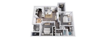 A top-down view of a house layout with labeled rooms.