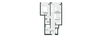 A black and white image of a floor plan for a house.