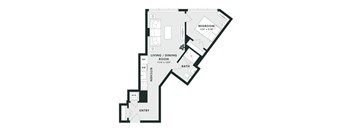 A black and white image of a floor plan for a home.