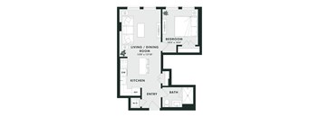 A black and white image of a floor plan for a house.