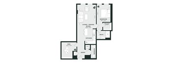 A black and white image of a floor plan for a home.