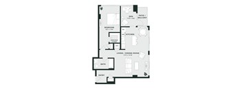 A black and white image of a floor plan for a home.