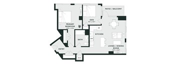 A black and white image of a house floor plan.