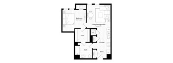 A black and white image of a floor plan for a house.