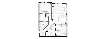 A black and white image of a house floor plan.