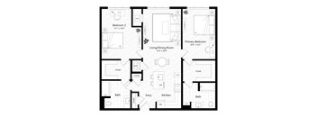 A black and white image of a floor plan for a house.