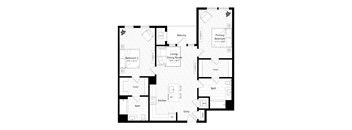 A black and white image of a house floor plan.