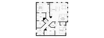 A black and white image of a floor plan for a house.