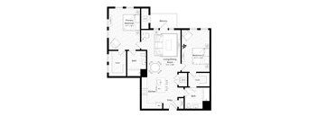 A black and white image of a house floor plan.