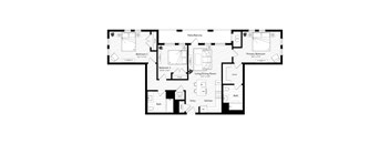 A black and white image of a house floor plan.