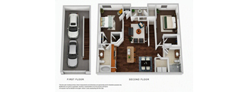 A diagram shows the layout of a two-story apartment.