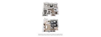 Two images of apartment layouts with a disclaimer at the bottom.