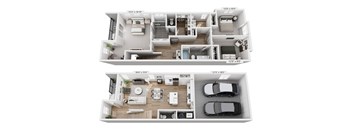 A floor plan of a two-story house with dimensions and room layouts.