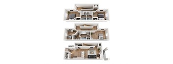 a 3d rendering of a houseiors floor plan and 3d views