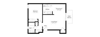 A black and white image of a floor plan for a home.