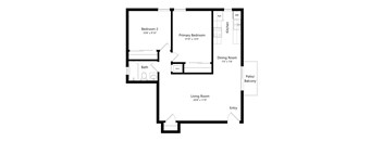 A black and white image of a floor plan for a house.