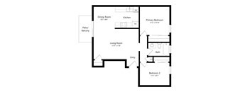 A black and white image of a floor plan for a house.