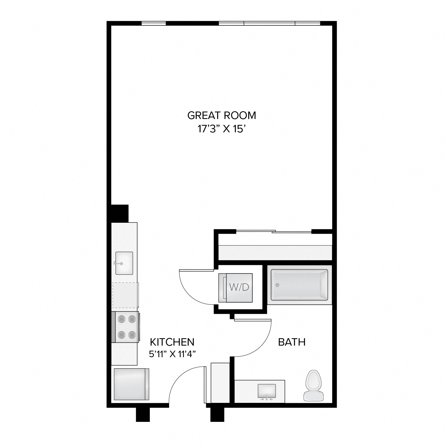 Fourth Street East|The Harrison Deluxe|Studio 1 Bath