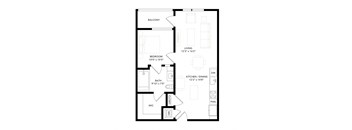 a floor plan of a 1 bedroom floor plan