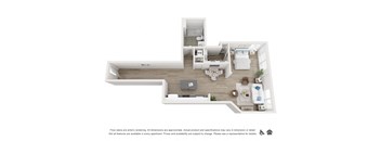Studio Floor Plan  at The LC, Los Angeles, CA