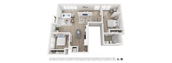 Two Bedroom Floor Plan at The LC, Los Angeles, 90038