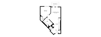 A black and white image of a house floor plan.