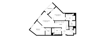 A black and white image of a house floor plan.