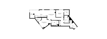 A black and white image of a house floor plan.