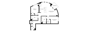 A black and white image of a house floor plan.