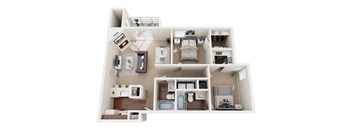 a 3d drawing of a house with a bedroom