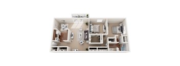 a 3d floor plan of a studio apartment