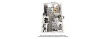 a stylized floor plan of a 1100 sqft apartment