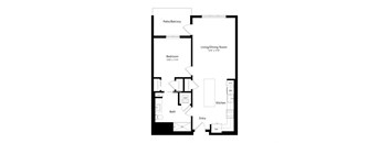 a floor plan of a unit with a bedroom and a living room