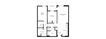 a floor plan of a unit with a bedroom and a living room