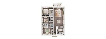 a floor plan of 3 bedroom with one of the bedrooms set up as an office