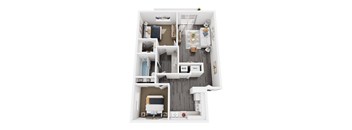 2 Bedroom 1 Bathroom Floor Plan at The Pointe at Northridge, Salt Lake City, 84054