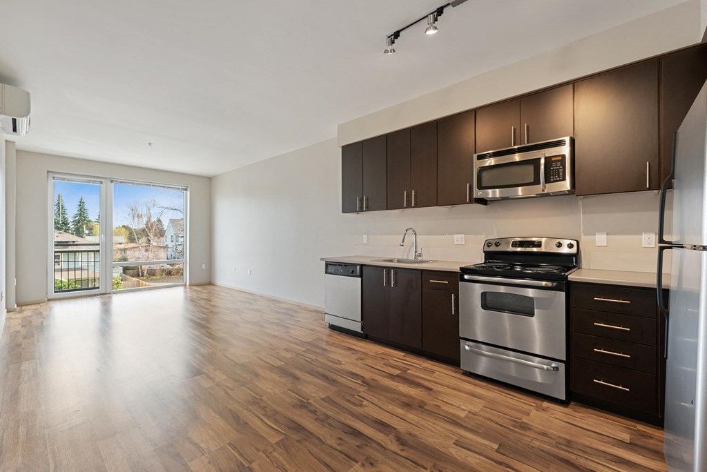 kitchen and living room