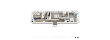 2 bedroom floor plan an in 3d
