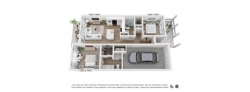 2 bedroom 3d floor plan