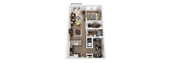 a floor plan of a 3 bedroom unit with a wood floor